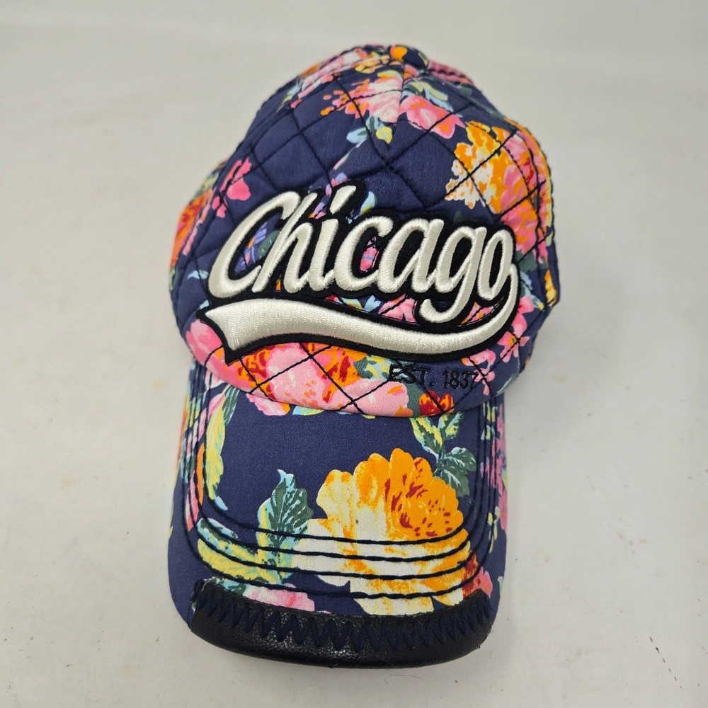 Robin Ruth Chicago Floral Quilted Baseball Cap Navy Blue Snapback Hat Est 1837